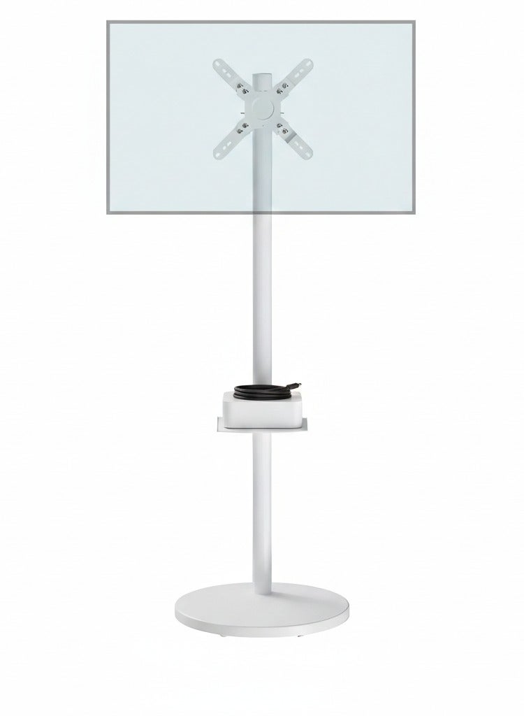 BEETEC Mobile Monitor Stand for 14"–40" Screens, VESA 200x200mm, 12kg Load Capacity, Adjustable Height, Tilt, Swivel & Rotation, with Wheels and Storage Tray, White | TF-FMS801W - Image 1